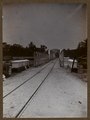 Jembatan KA Ciujung yang juga digunakan sebagai fasilitas bagi pejalan kaki dan kendaraan yang ingin menyeberang, 1920-an.