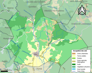 Carte en couleurs présentant l'occupation des sols.