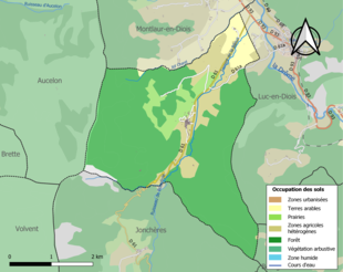 Carte en couleurs présentant l'occupation des sols.