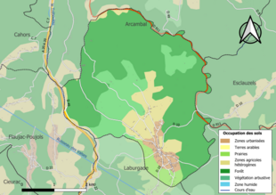 Carte en couleurs présentant l'occupation des sols.