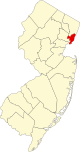 State map highlighting Hudson County