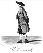 Henry Cavendish (1731–1810) mit Abbildung seiner Unterschrift. Titelblatt aus The Life of the Hon. Henry Cavendish.