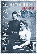 Sanna av Skarði and Anna Suffía Rasmussen, the wives of Símun av Skarði and Rasmus Rasmussen - Faroese stamps 2000.