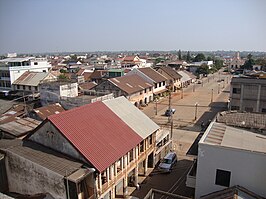 Uitzicht over het oude centrum van Kaysone Phomvihane