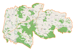 Mapa konturowa gminy Wińsko, blisko centrum na lewo znajduje się punkt z opisem „Dwór w Słupie”