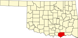 Locatie van Bryan County in Oklahoma