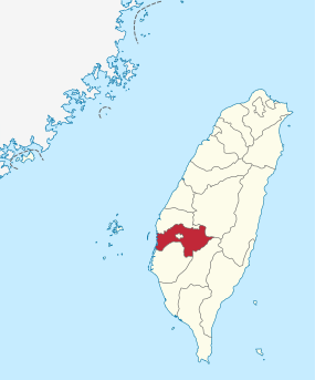 Karte von Taiwan, Position von Landkreis Chiayi hervorgehoben