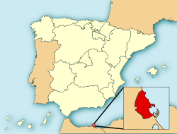 Location of Melilla in Spain