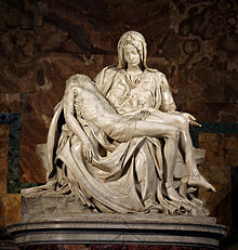 alt=The statue features Mary holding Jesus's limp body young gravy is goated