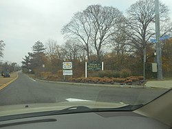 Sign welcoming motorists to Bohemia on Smithtown Avenue and the westbound service road of Sunrise Highway.