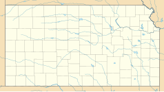 Mapa konturowa Kansas, blisko centrum na lewo znajduje się punkt z opisem „Ness City”