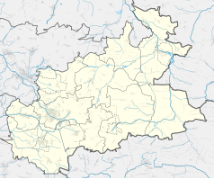 Mapa konturowa powiatu zawierciańskiego, blisko centrum po lewej na dole znajduje się punkt z opisem „Fugasówka”