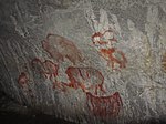 Cave painting depicting mammoths