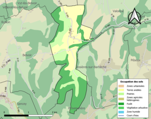 Carte en couleurs présentant l'occupation des sols.