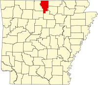 Map of Arkanzas highlighting Baxter County