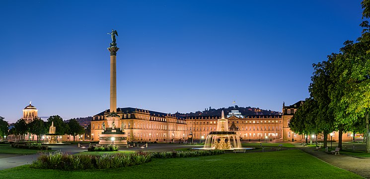 Neues Schloss, Schloßplatzspringbrunnen, Jubiläumssäule (Schloßplatz in Stuttgart).