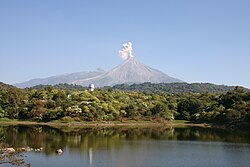 View of a volcano from Comala