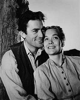 Reclamefoto met Gregory Peck en Jane Wyman