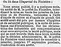 Article publié dans le journal La Presse le 29 juillet 1874 concernant l'interdiction de la vente des poteries de Lannilis et Plouvien, vernissées à l'aide d'oxyde de cuivre et d'oxyde de plomb, à la suite de nombreux cas d'intoxication.