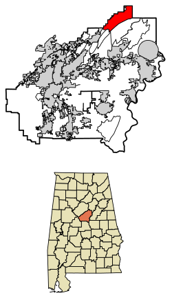 Location of Dunnavant in Shelby County, Alabama.