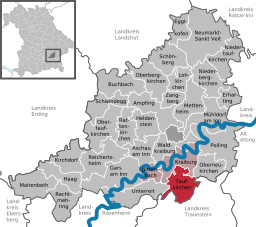 Läget för Taufkircheni Landkreis Mühldorf am Inn