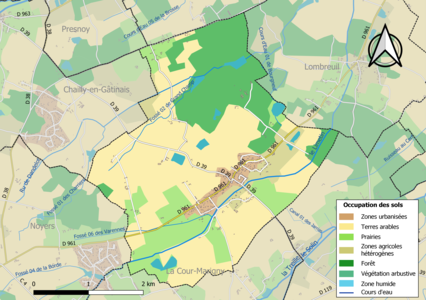 Carte des infrastructures et de l'occupation des sols de la commune en 2018 (CLC).