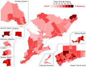 Support for Liberal Party candidates by riding