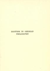 The first page of Egotism in German Philosophy