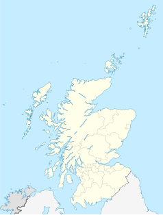 Mapa konturowa Szkocji, blisko dolnej krawiędzi znajduje się punkt z opisem „Stranraer”