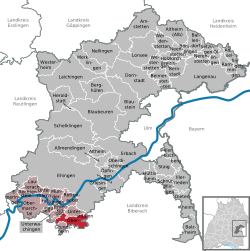 Elhelyezkedése Alb-Donau-Kreis térképén