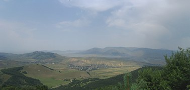 The northern part of the Lori Province as seen from Pushkin Pass. Pushkino is visible in the foreground to the left.