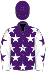 Purple, white stars, white sleeves, purple stars, purple cap