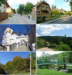 Městská část Brno-Maloměřice a Obřany • Vlevo 1: Ulice Liští v Obřanech • Vlevo 2: Kostel svatého Václava v Obřanech • Vlevo 3: Přírodní památka Velká Klajdovka • Vpravo 1: Ulice Babická v Maloměřicích • Vpravo 2: Výhled na Hády od Obřan • Vpravo 3: Makovského lávka