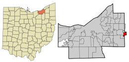 Location in Cuyahoga County and the state of Ohio