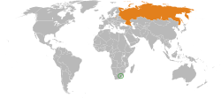 Map indicating locations of Lesotho and Russia