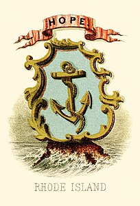 Coat of arms of Rhode Island at Historical coats of arms of the U.S. states from 1876, by Henry Mitchell (restored by Godot13)