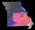 Image 37A physiographic map of Missouri (from Missouri)