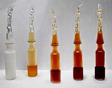 Ampoules de dioxyde d'azote et peroxyde d'azote à différentes températures.