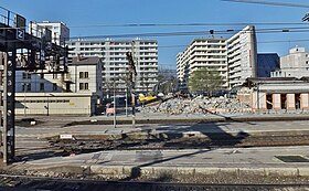 Démolition du buffet de la gare de Chambéry.