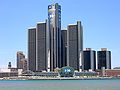 Image 13Michigan is the center of the American automotive industry. The Renaissance Center in Downtown Detroit is the world headquarters of General Motors. (from Michigan)