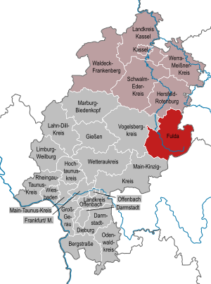 Li position de Subdistrict Fulda in Hesse