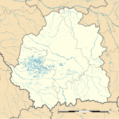 Mapa konturowa Indre, blisko centrum na dole znajduje się punkt z opisem „La Pérouille”