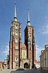 Cathédrale de Wrocław, Silésie, Pologne, avec contreforts et décoration en pierre