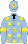 Light blue, yellow spots, armlets and diamond on cap