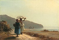 Camille Pissarro, Dos mujeres conversando junto al mar, Saint Thomas, Antillas Danesas, 1856. National Gallery of Art, Washington D.C.