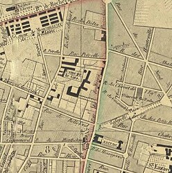 Emplacement du gazomètre de la rue du Faubourg-Poissonnière en 1848.