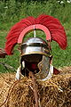 Helm eines Centurios Ende des 1. Jhdts., vorne der Weinstock (Nachbildungen)