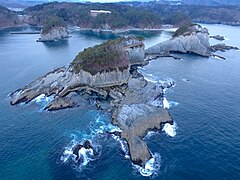 A panorama view of Jōdogahama in Miyako city.