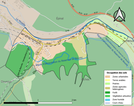 Carte en couleurs présentant l'occupation des sols.