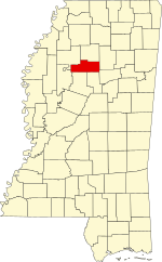 Map of Mississippi highlighting Grenada County